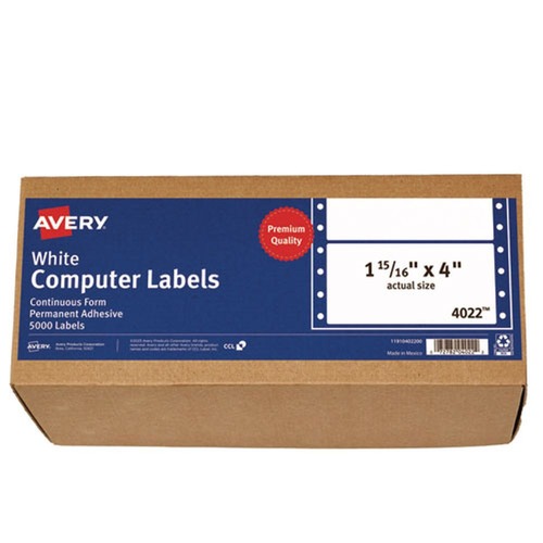 July Member-Exclusive Offer Save 10% off on One Item | Avery 04022 1.94 in. x 4 in. Pin-Fed/Dot Matrix Printer Mailing Labels - White (5000/Box) image number 0
