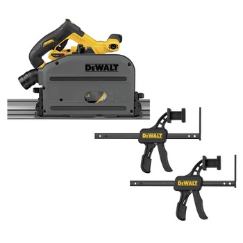 Dewalt 60V MAX FLEXVOLT Brushless Lithium-Ion 6-1/2 in. Cordless TRACKSAW and 2-Piece TrackSaw Clamp Bundle - DCS520BDWS5026