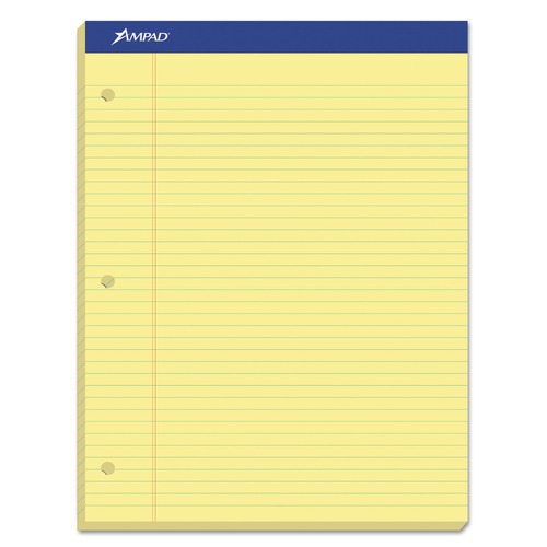  | Ampad 20-243 8.5 x 11.75 Wide/Legal Rule Double Sheet Pads - Canary-Yellow Sheets (100-Sheets/Pad) image number 0