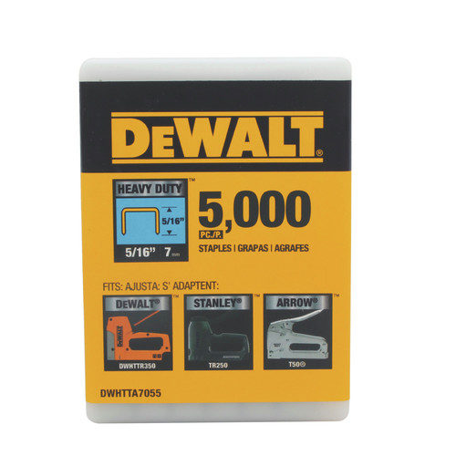 Dewalt DWHTTA7055 5/16 in. Heavy-Duty Hammer Tacker Staples (5,000-Pack) image number 0