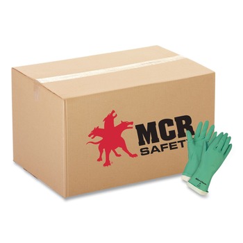 MCR Safety Flock-Lined Nitrile Gloves - One Size Green (1-Dozen) - 5319E