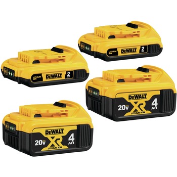 Factory Reconditioned Dewalt (2) 20V MAX 2 Ah Lithium-Ion Batteries and (2) 20V MAX XR 4 Ah Lithium-Ion Batteries - DCB324-4R