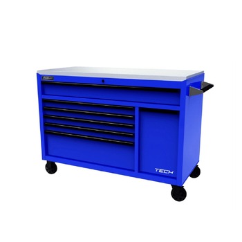 Homak TECH 54 in. 7-Drawer Rolling Workstation - Blue - BL04054070