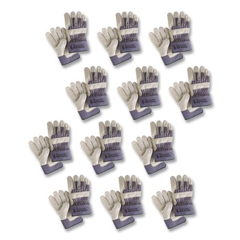 MCR Safety Mustang Leather Palm Gloves - X-Large, Blue/Cream (1-Dozen) - 1935XL