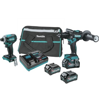 COMBO KITS | Makita 40V max XGT Brushless Lithium-Ion Cordless Hammer Drill Driver and Impact Driver Combo Kit with 2 Batteries (2.5 Ah) and 1 Battery (4 Ah) Bundle - GT200D-BL4040-BNDL