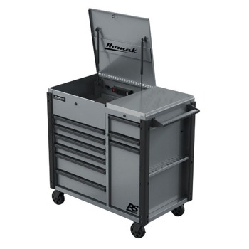 MATERIAL HANDLING | Homak RSPRO 44 in. 9-Drawer Power Service Cart - Grey - GR06044090