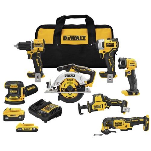 Combo Kits | Dewalt DCK700D1P1 20V MAX XR Brushless Lithium-Ion Cordless 7-Tool Combo Kit (5 Ah/2 Ah) image number 0