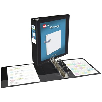 Avery 19750 11 in. x 8.5 in. 3 Rings 3 in. Capacity Showcase Economy View Binders with Slant Rings - Black