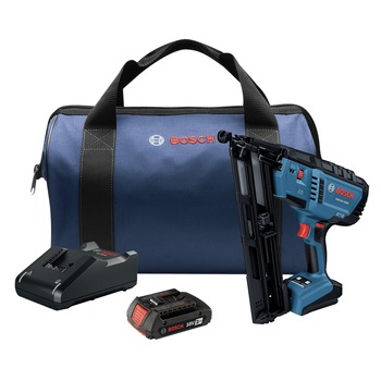 FINISH NAILERS | Bosch 18V Brushless Lithium-Ion 15-Gauge Cordless Angled Finish Nailer Kit (2 Ah) - GNH18V-15MAB12