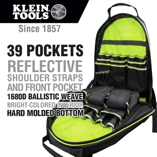 Klein Tools Tradesman Pro 39 Pocket Tool Bag Backpack - Hi