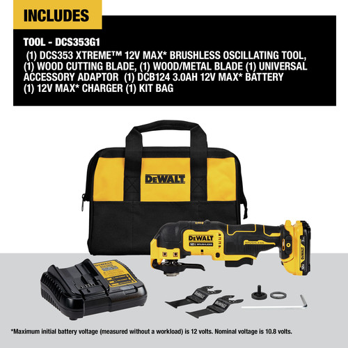 Dewalt 12V MAX XTREME Brushless Lithium Ion Cordless Oscillating Tool Kit 3 Ah DCS353G1
