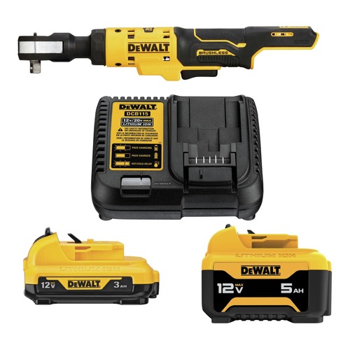 Cordless Ratchets | Dewalt DCF503BDCB135C-BNDL 12V MAX XTREME Brushless 3/8 in. Cordless Ratchet with 2-Piece Lithium-Ion Batteries and Charger Starter Kit Bundle (3 Ah/5 Ah) image number 0