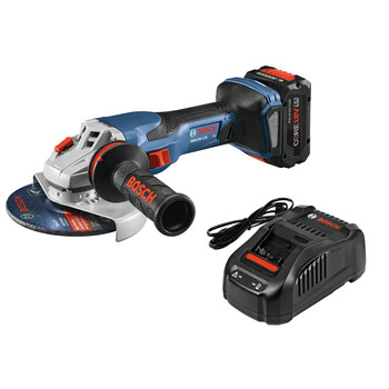 GRINDERS | Bosch 18V PROFACTOR Brushless Lithium-Ion 5 in. - 6 in. Cordless Angle Grinder Kit with Slide Switch (8 Ah) - GWS18V-13CB14