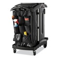 Customer Appreciation Sale! Save up to $60 on Select Tools | Rubbermaid Commercial FG9T7800BLA High-Security 2-Shelf Housekeeping Cart - Black/Silver image number 1