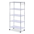 July Member-Exclusive Offer Save 10% off on One Item | Alera SW653618SR 36 in. x 18 in. x 72 in. Five-Shelf Wire Shelving Kit with Casters and Shelf Liners - Silver image number 1