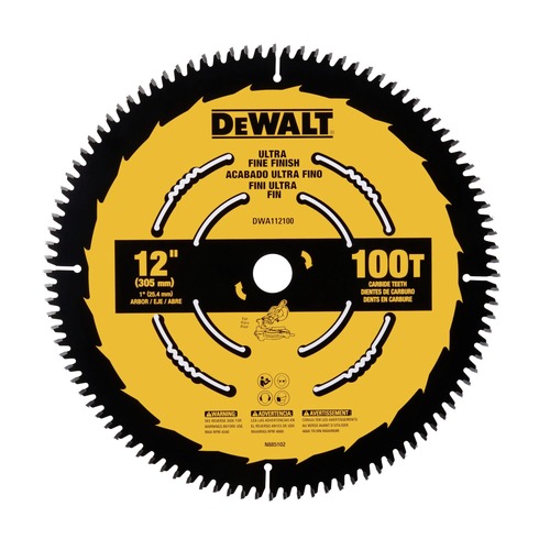Circular Saw Blades | Dewalt DWA112100 12 in. 100T Tungsten Carbide-Tipped Steel Ultra Fine Finish Circular Saw Blade image number 0