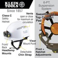 New Year New Savings! Save $25 off $150 | Klein Tools 60150 Vented-Class C Safety Helmet with Rechargeable Headlamp - White image number 11