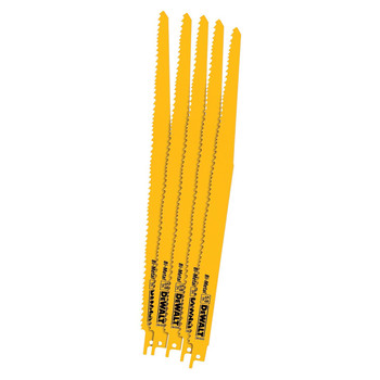 BLADES | Dewalt 5-Piece 12 in. x 5/8 in. TPI Taper Back Bi-metal Reciprocating Saw Blades Set - DW4849