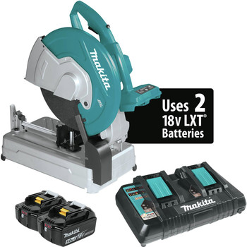 Makita 36V (18V X2) LXT Brushless Lithium-Ion 14 in. Cordless Cut‑Off Saw Kit with 2 Batteries (5 Ah) - XWL01PT