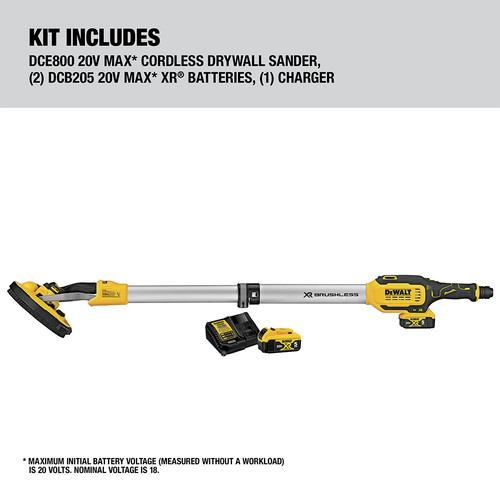 Dewalt 20V MAX Brushless Lithium Ion Cordless Drywall Sander Kit 5 Ah DCE800P2