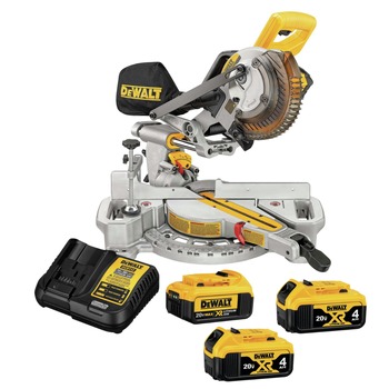 MITER SAWS | Dewalt 20V MAX XR Brushed Lithium-Ion 7-1/4 in. Cordless Sliding Miter Saw Kit with 3 Batteries Bundle (4 Ah) - DCS361M1-DCB204-2-BNDL