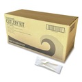  | Boardwalk BWK3COMBOKITPP 6.97 in. Plastic Mediumweight Fork/Knife/Spoon 3-Piece Cutlery Kit - White (250/Carton) image number 0
