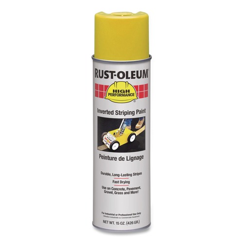 Paint | Rust-Oleum 2348838V High Performance 2300 System 18 oz. Aerosol Can Inverted Striping Paint - Semi-Gloss Yellow (6/Carton) image number 0