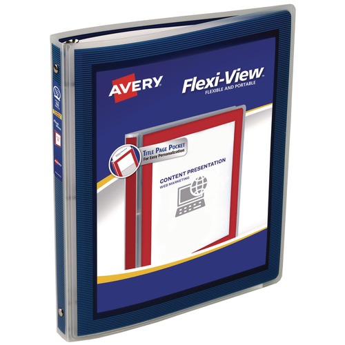 July Member-Exclusive Offer Save 10% off on One Item | Avery 15766 3 Rings 0.5 in. Capacity Flexi-View 11 in. x 8.5 in. Binder with Round Rings - Navy Blue image number 0