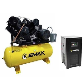 STATIONARY AIR COMPRESSORS | EMAX 25 HP 120 Gallon Oil-Lube Stationary Air Compressor with 115V 14 Amp Refrigerated Corded Air Dryer Bundle - EP25H120V3PKG
