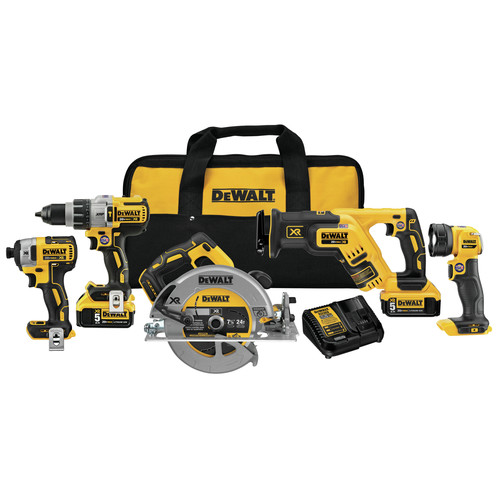 Combo Kits | Dewalt DCK594P2 20V MAX XR 5.0 Ah Cordless Lithium-Ion 5-Tool Combo Kit image number 0