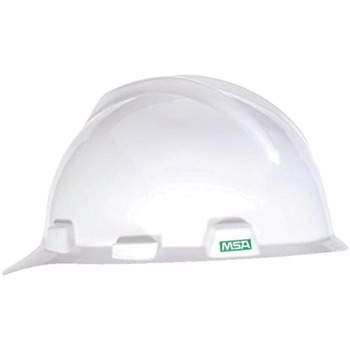 PROTECTIVE HEAD GEAR | MSA V-Gard Slotted Cap with Fas-Trac III Suspension - White - 475358