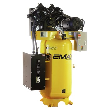 AIR COMPRESSORS | EMAX 10 HP 80 Gallon 2-Stage Single-Phase 38 CFM @100 PSI Industrial V4 Splash Lubricated Pump Electric SILENT Air Compressor - ESS10V080V1