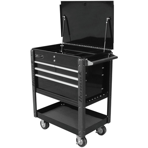 Tool Carts | Homak BK06032000 4-Drawer 35 in. Professional Service Cart - Black image number 0