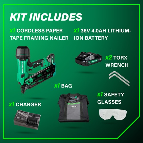 Metabo HPT 18V MultiVolt 30 Degree 3-1/2 Cordless Paper Tape