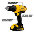 Drill Drivers | Dewalt DCD771C2 20V MAX Brushed Lithium-Ion 1/2 in. Cordless Compact Drill Driver Kit with 2 Batteries (1.3 Ah) image number 2