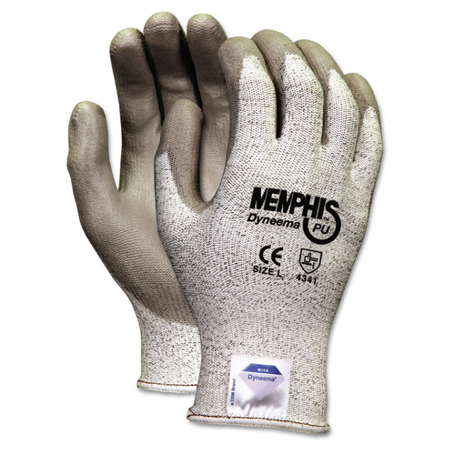 Work Gloves | MCR Safety 9672L Memphis Dyneema Polyurethane Gloves - Large, White/Gray (1-Pair) image number 0