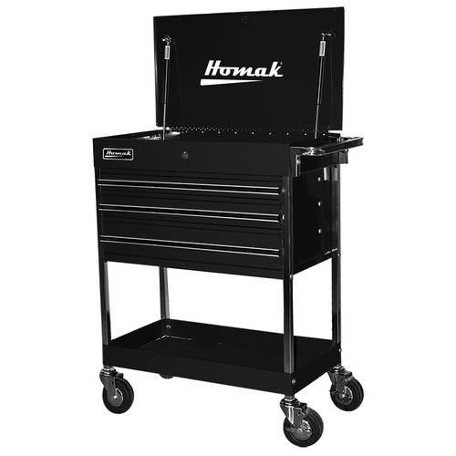 Tool Carts | Homak BK05500200 3-Drawer 34 in. Professional Service Cart - Black image number 0