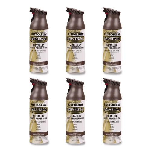 Paint | Rust-Oleum 271472 Universal Premium Spray Paint, Flat Amber, 12 oz Aerosol Can, 6/Carton image number 0
