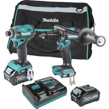 Makita 40V MAX XGT Brushless Lithium-Ion 1/2 in. Cordless Hammer Drill Driver and 4-Speed Impact Driver Combo Kit with 2 Batteries (2.5 Ah/4 Ah) - GT201M1D1