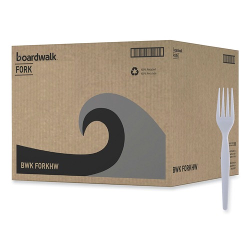 Percentage Off | Boardwalk BWKFORKHW Heavyweight Polystyrene Plastic Fork Cutlery - White (1000/Carton) image number 0