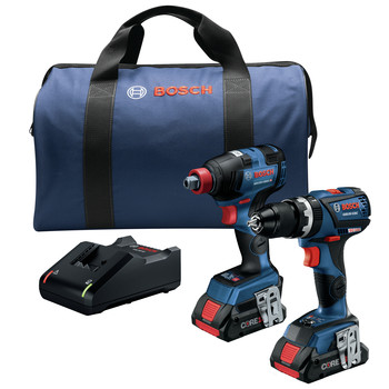 Factory Reconditioned Bosch GXL18V-251B25-RT 18V Brushless Lithium-Ion Freak 1/4 in. and 1/2 in. Cordless 2-in-1 Bit/Socket Impact Driver and 1/2 in. Hammer Drill Driver Combo Kit (2 Ah)