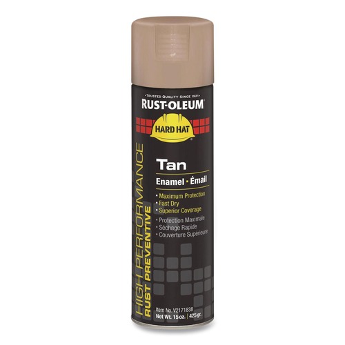 Paint | Rust-Oleum V2171838 Hard Hat High Performance V2100 System 15 oz. Aerosol Can Rust Preventive Enamel Spray Paint - Gloss Tan (6/Carton) image number 0