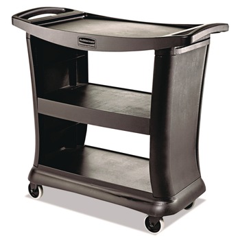 Rubbermaid Commercial Executive 3-Shelf Service Cart - Black - FG9T6800BLA