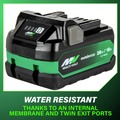 Batteries | Metabo HPT 382309M 18V/36V MultiVolt 5 Ah/2.5 Ah Lithium-Ion Water and Impact Resistant Battery image number 3