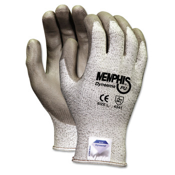 SAFETY EQUIPMENT | MCR Safety Memphis Dyneema Polyurethane Gloves - Large, White/Gray (1-Pair) - 9672L