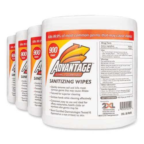 July Member-Exclusive Offer Save 10% off on One Item | 2XL TXL L36 1-Ply 6 x 8 Gym Wipes Advantage - Unscented/White (4/Carton) image number 0