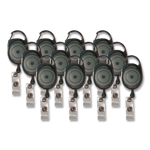  | Advantus 75551 30 in. Extension Carabiner-Style Retractable ID Card Reel - Smoke (12/Pack) image number 0
