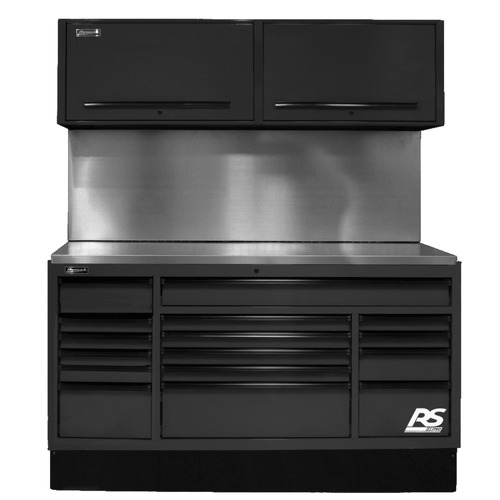 Cabinets | Homak BKCTS72003 72 in. CTS Conversion Kit with Solid Backsplash - Black image number 0