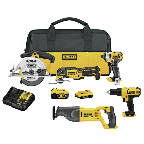 Combo Kits | Dewalt DCK551D1M1 20V MAX Lithium-Ion Cordless 5-Tool Combo Kit (2 Ah/4 Ah) image number 0