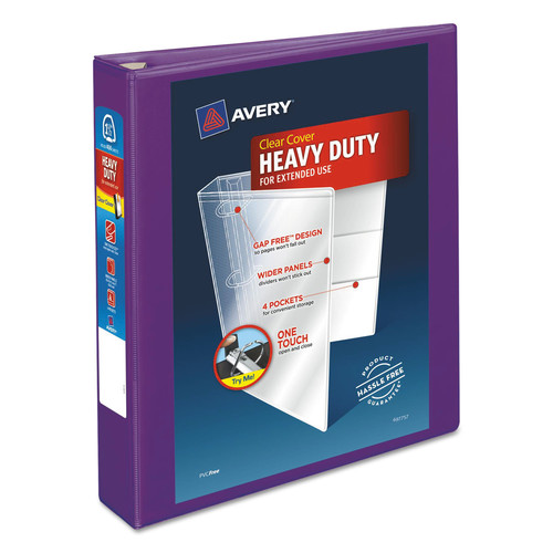 July Member-Exclusive Offer Save 10% off on One Item | Avery 79774 3 One Touch EZD Rings 1.5 in. Capacity 11 in. x 8.5 in. Heavy-Duty View Binder with DuraHinge - Purple image number 0